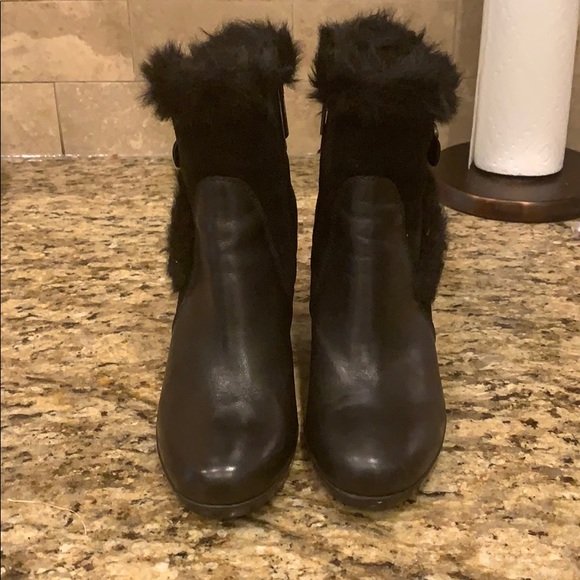 Suede and leather wedge Italian boots - Picture 2 of 6